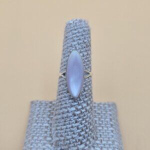Size 6 Sterling Silver White Pink Long Oval Shell Band Ring A4609